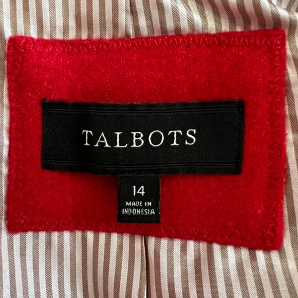 Talbots Wool Blend Button Front Blazer In Red Size 14 - Picture 14 of 15